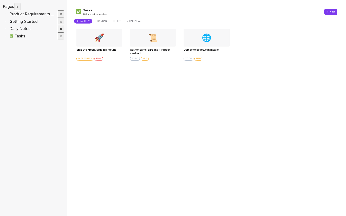 Canonical Tasks view
